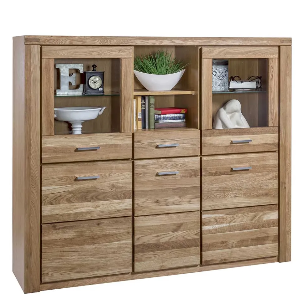 158x140x40 Holz Highboard aus Wildeiche - Maila