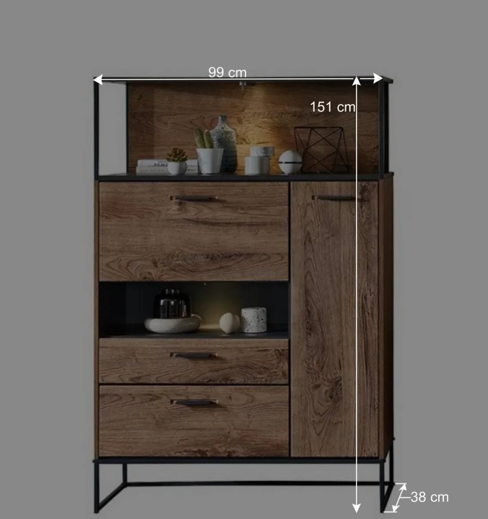 99x151x38 Industrial Highboard fürs Wohnzimmer - Xindus