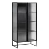70x143x41 Industrial Vitrine aus Stahl in Schwarz - Toma