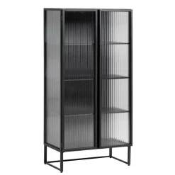70x143x41 Industrial Vitrine aus Stahl in Schwarz - Toma