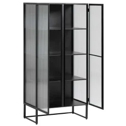 70x143x41 Industrial Vitrine aus Stahl in Schwarz - Toma