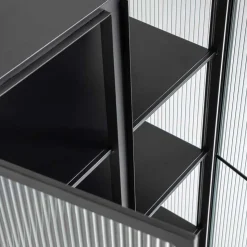 70x143x41 Industrial Vitrine aus Stahl in Schwarz - Toma