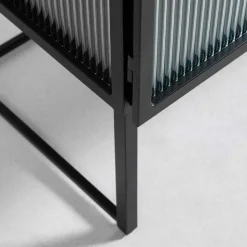 70x143x41 Industrial Vitrine aus Stahl in Schwarz - Toma