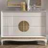 128x100x52 Italienische Kommode in Weiß & Gold - Valganios