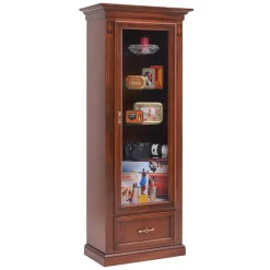 74x184x42 Klassische Vitrine in Walnussfarben - Sienna