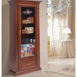 74x184x42 Klassische Vitrine in Walnussfarben - Sienna