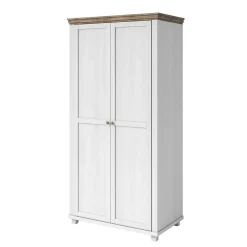 108x216x62 Kleiderschrank in Weiß & Holzoptik verwittert - Tyrcio
