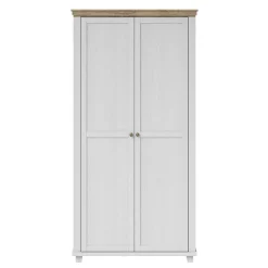 108x216x62 Kleiderschrank in Weiß & Holzoptik verwittert - Tyrcio