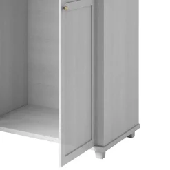 108x216x62 Kleiderschrank in Weiß & Holzoptik verwittert - Tyrcio