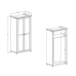 108x216x62 Kleiderschrank in Weiß & Holzoptik verwittert - Tyrcio