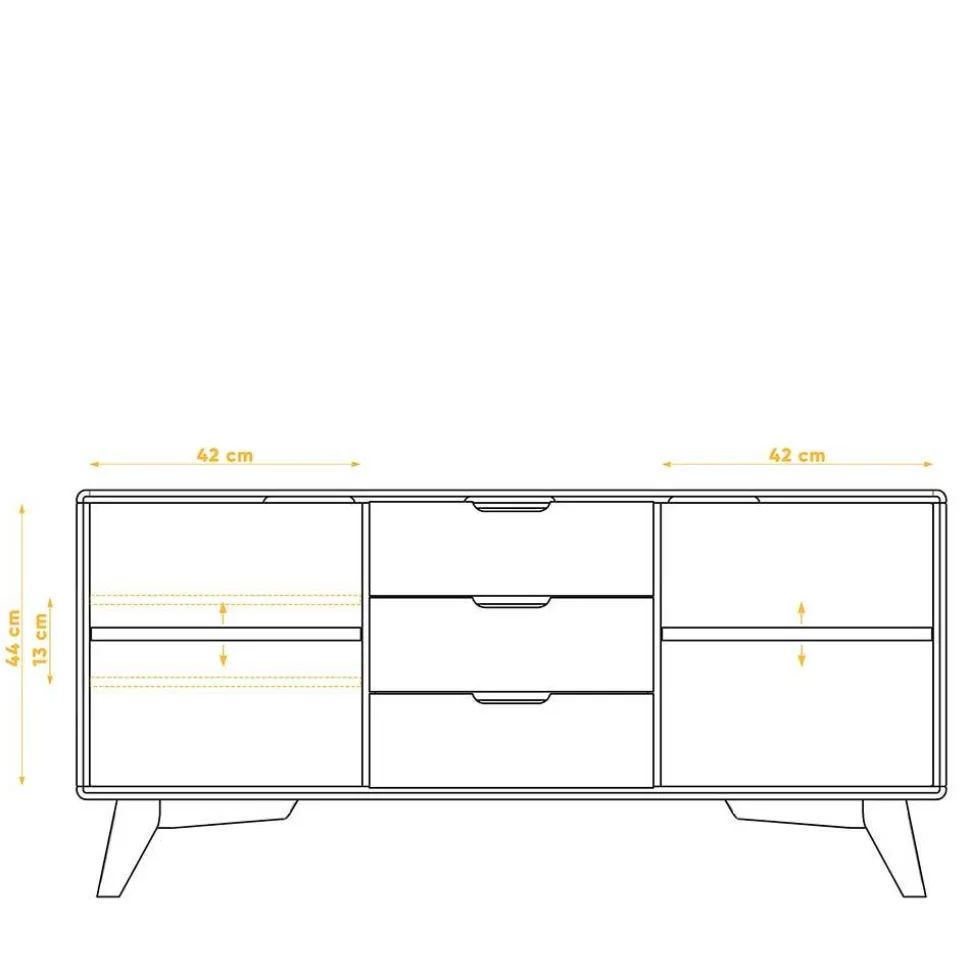 134x63x40 Kombi Kommode in Weiß & Wildeiche Natur - Diesta