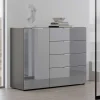 134x102x42 Kombi Kommode mit Glas Front - Ruudy