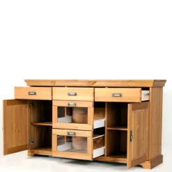 145x84x40 Kommode aus Holz mit Glas - Arendu