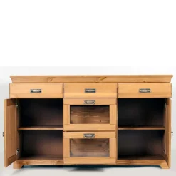 145x84x40 Kommode aus Holz mit Glas - Arendu