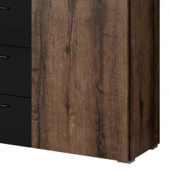 132x93x38 Kommode in Eiche Dunkel & Schwarz - Ceusenia