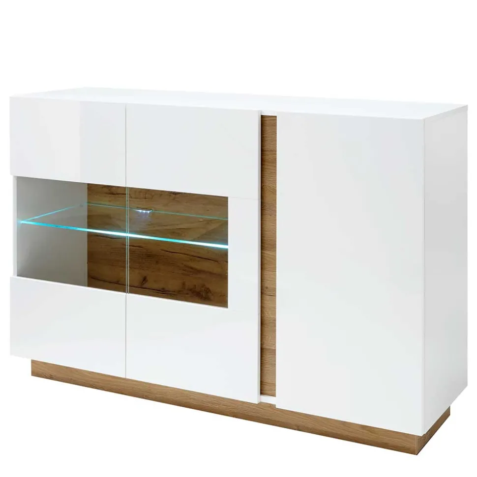 138x91x40 Kommode mit Glas 3-türig - Myrda