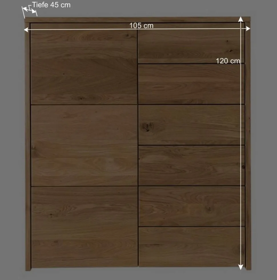 105x120x45 Kommode mit sechs Schubladen & Tür - Vactivus