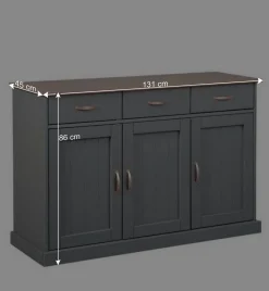 131x86x45 Landhaus Anrichte in Grau & Braun - Nepplan