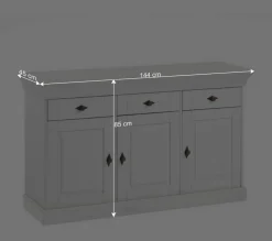 144x84x45 Landhaus Anrichte mit drei Schubladen - Eshelas I