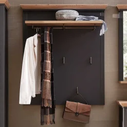 93x107x30 Landhaus Garderobe in Dunkelgrau - Thumbs
