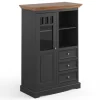 90x130x45 Landhaus Highboard in Grau & Eiche - Witenga