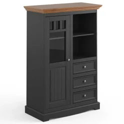 90x130x45 Landhaus Highboard in Grau & Eiche - Witenga