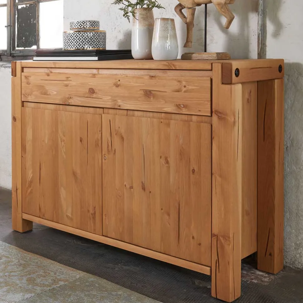 122x88x44 Landhaus Holzkommode aus Kiefer - Delamaro