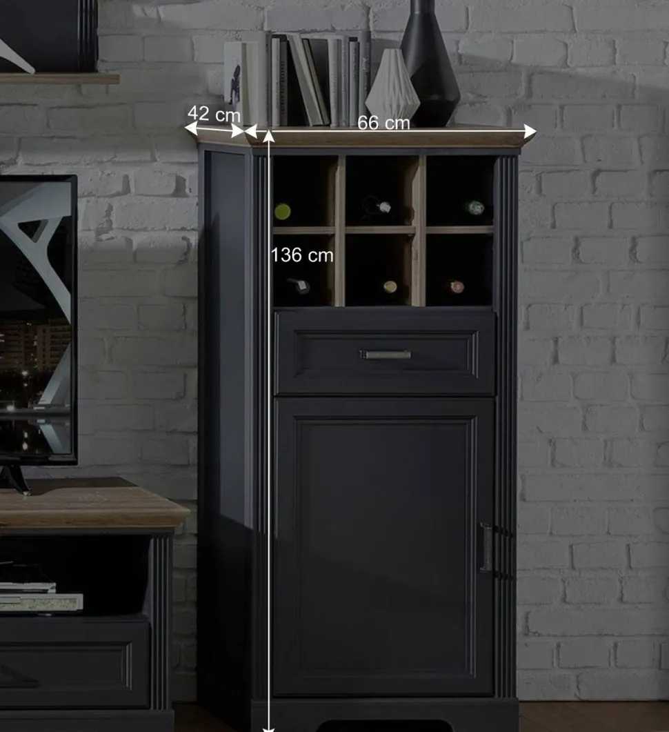 66x136x42 Landhaus Schrank mit 6 Weinfächern - Thumbs