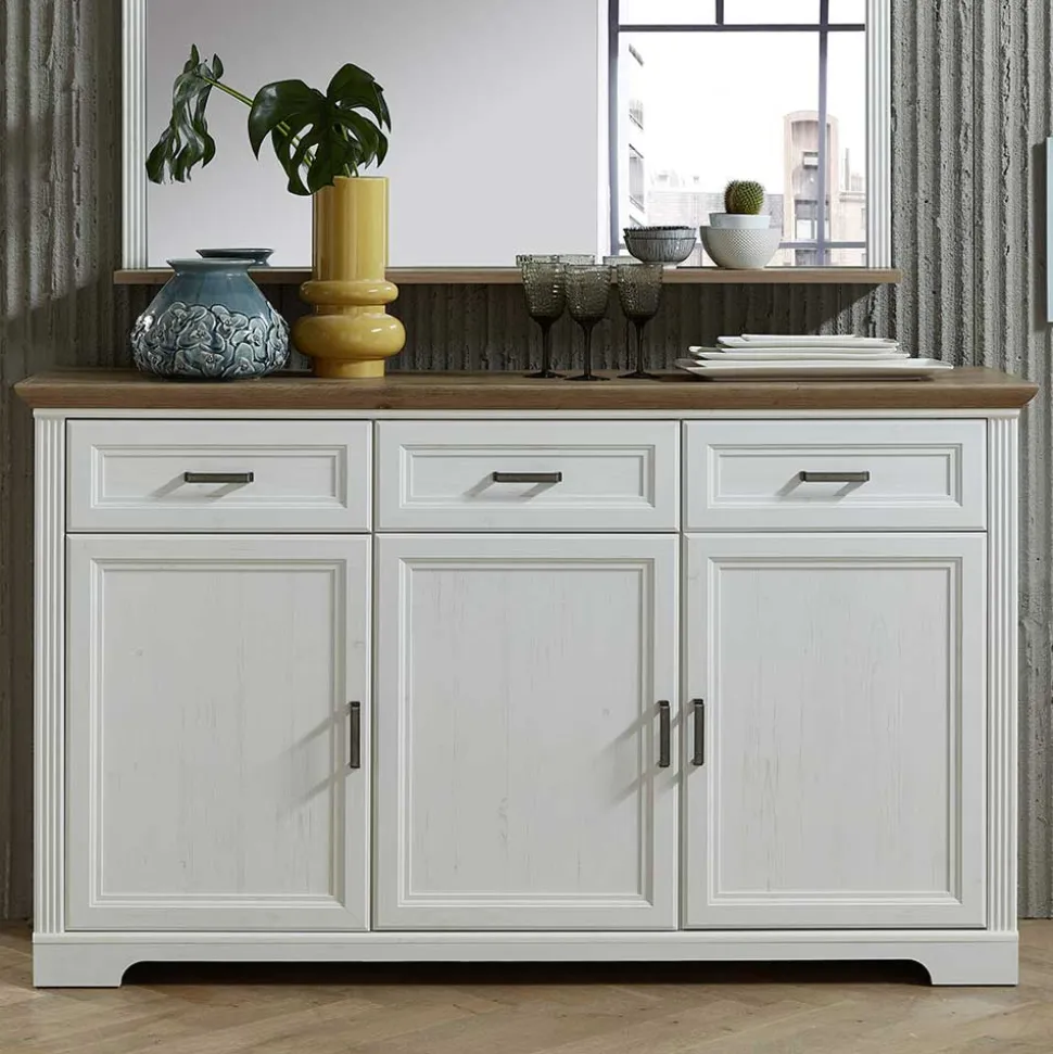 166x102x48 Landhaus Sideboard mit Türen - Sinolita