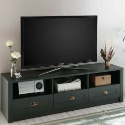 158x47x43 Landhaus TV Board in Dunkelgrün - Niestov