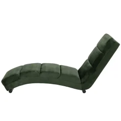 60x82x170 Lounge Liege mit Samt in Dunkelgrün - Cadiz