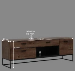 175x62x48 Lowboard für Fernseher in Holz Optik - Xindus