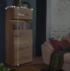 63x152x44 Massivholz Highboard mit LED Licht - Acmida