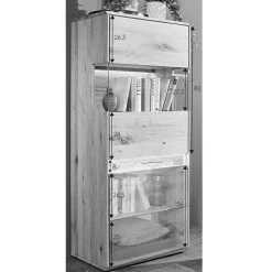 63x152x44 Massivholz Highboard mit LED Licht - Acmida