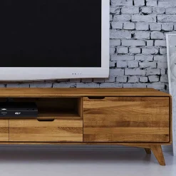 220x48x40 Massivholz TV Board in Natur geölt - Eavy