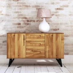 136x81x45 Massivholzkommode mit Stahlbeinen - Mandirov