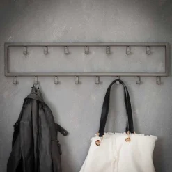 80x20x4 Metall Wandgarderobe mit 15 Kleiderhaken - Vinkoja