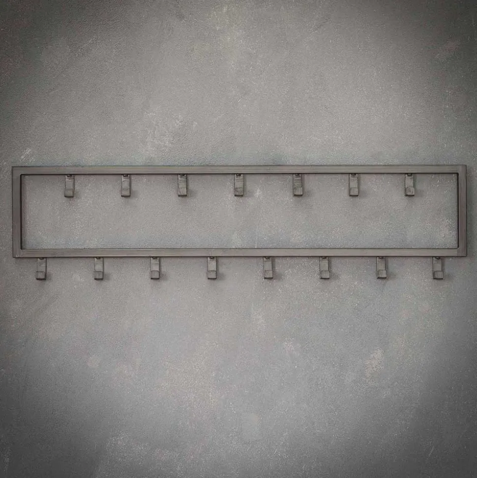 80x20x4 Metall Wandgarderobe mit 15 Kleiderhaken - Vinkoja