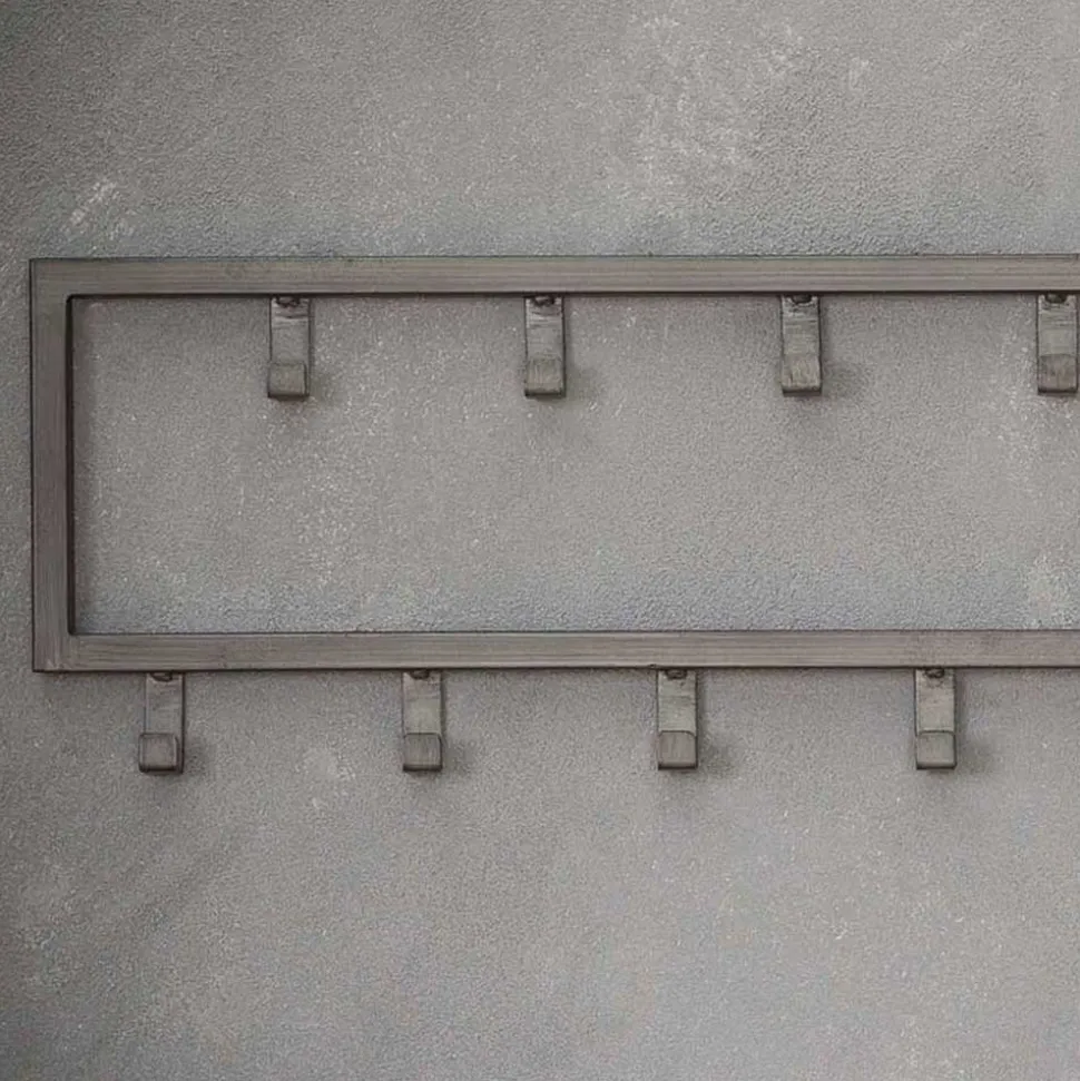 80x20x4 Metall Wandgarderobe mit 15 Kleiderhaken - Vinkoja