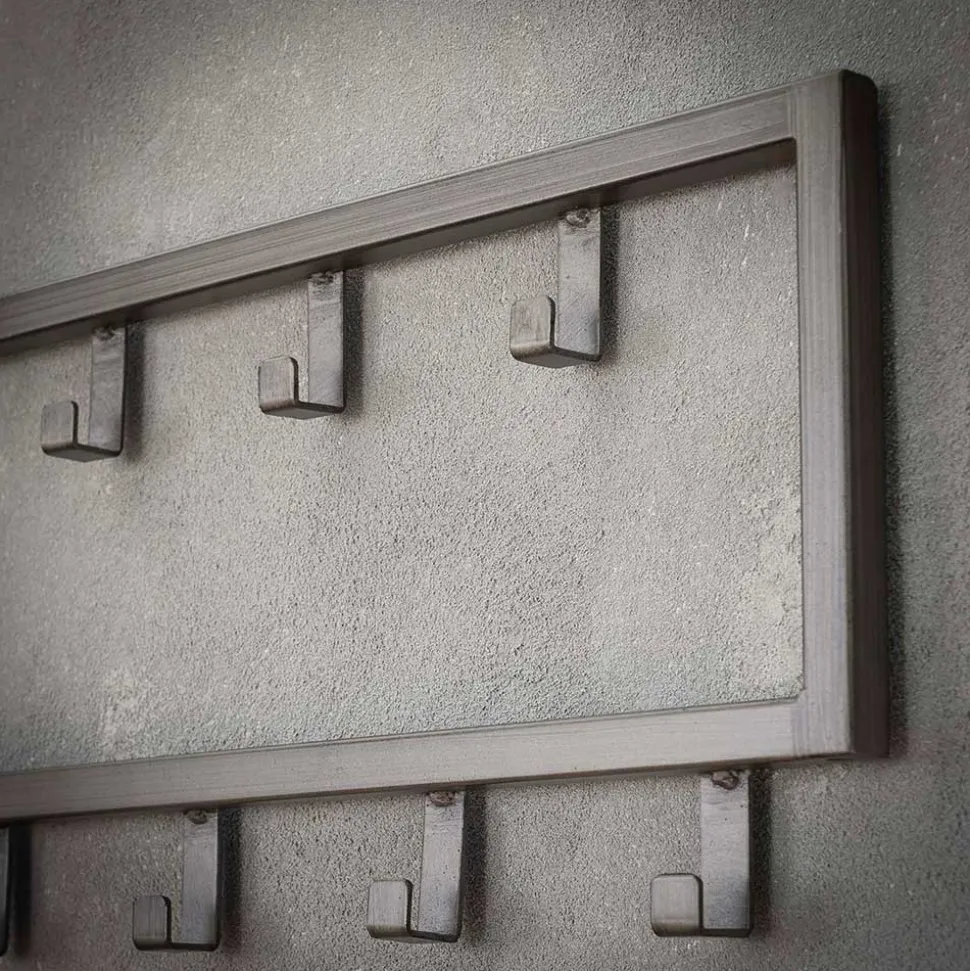 80x20x4 Metall Wandgarderobe mit 15 Kleiderhaken - Vinkoja