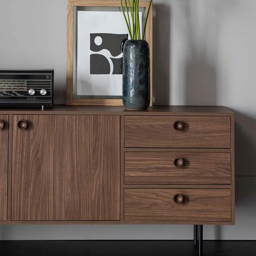 145x64x40 Mid Century Kommode in Walnuss - Essyno
