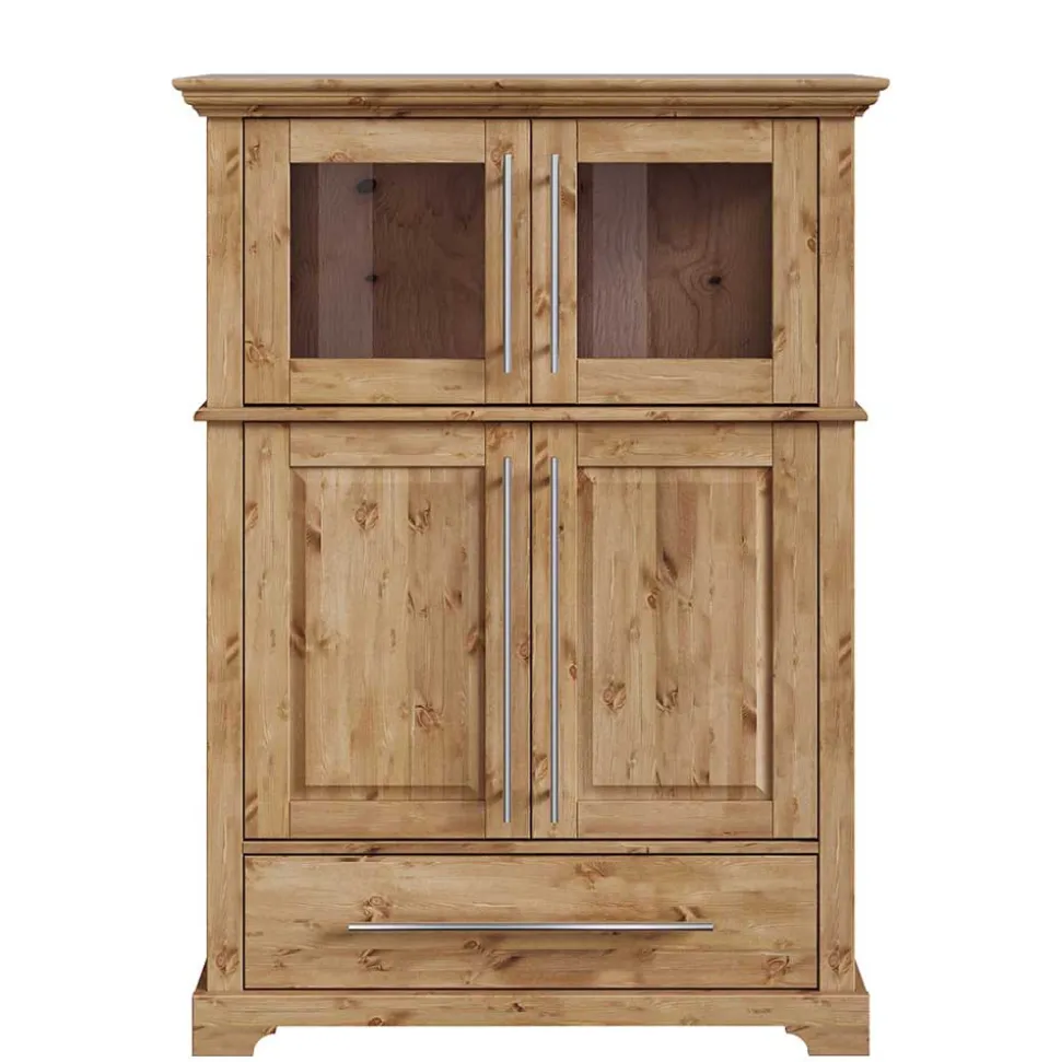 94x133x39 Modern Country Highboard aus Kiefer massiv - Noellisa