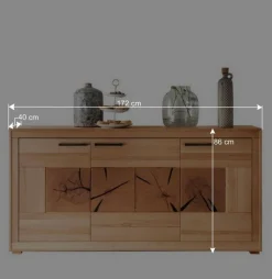 172x86x40 Modernes Kernbuche Sideboard 3-türig - Sarosca
