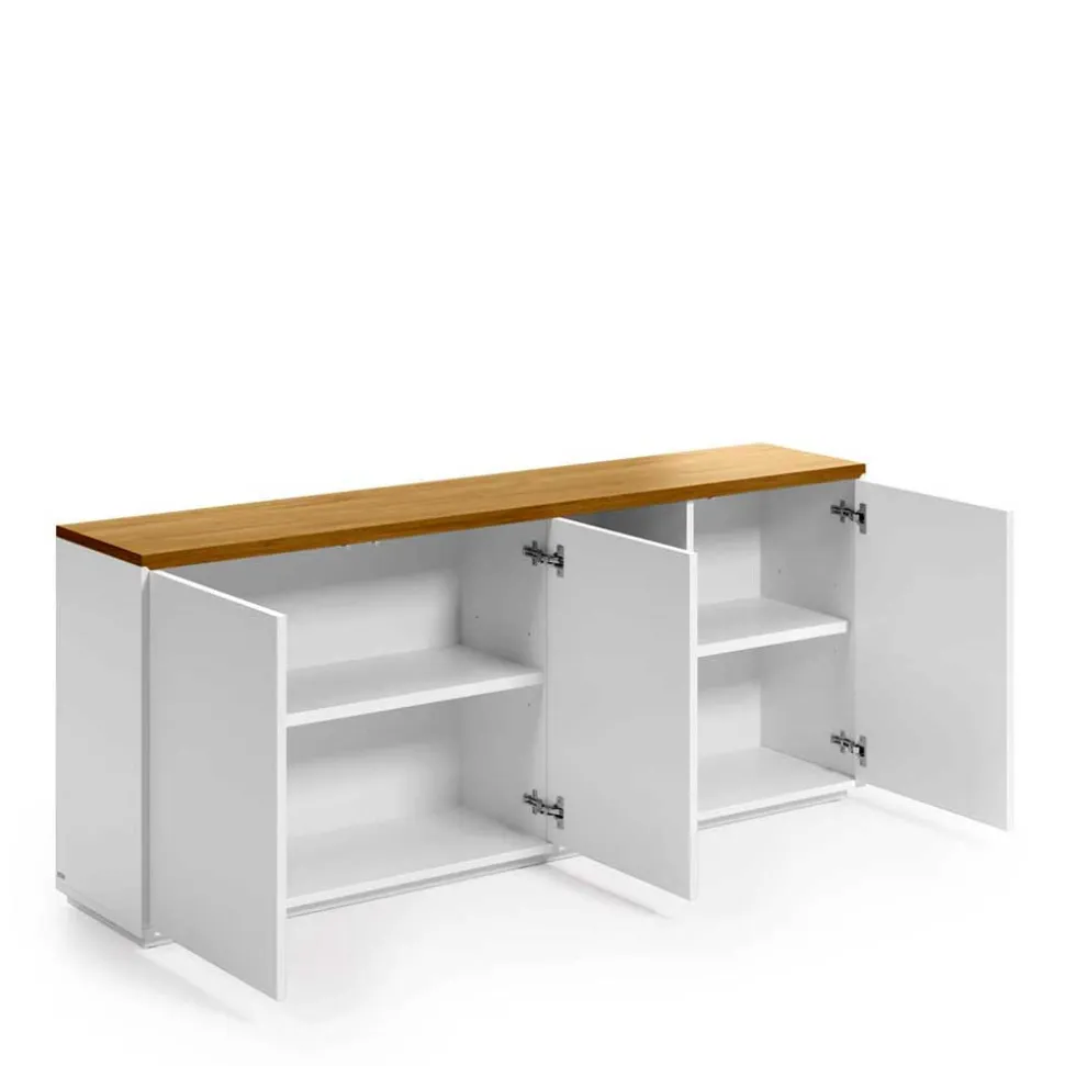 180x75x36 Modernes Sideboard in Weiß & Eiche - Vintilias