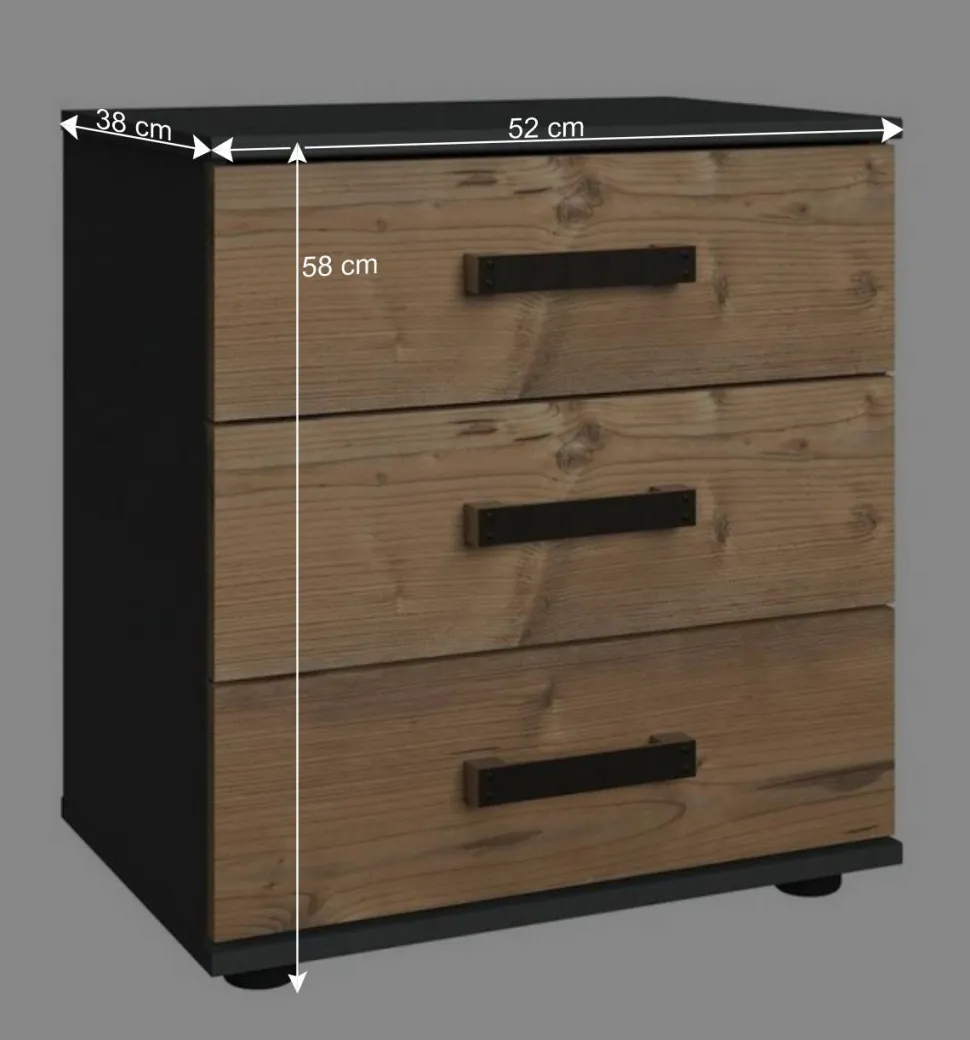 52x58x38 Nachtkommode in Tanne Dekor - Ardila