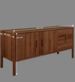 142x64x46 Niedrige Kombi-Kommode aus Wildbuche - Indrya