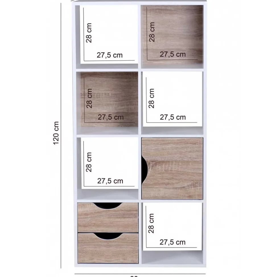60x120x29 Regal mit 6 Fächern & Tür - Zyricos