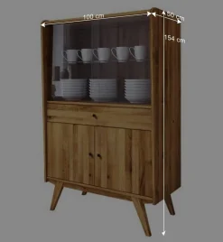 100x154x50 Retro Vitrinenschrank aus Wildeiche - Hardus