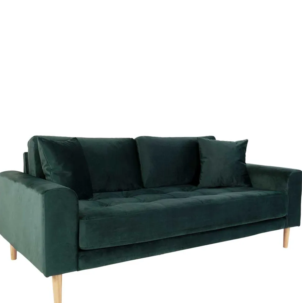 180x76x93 Samt Wohnzimmercouch in Dunkelgrün - Secilia