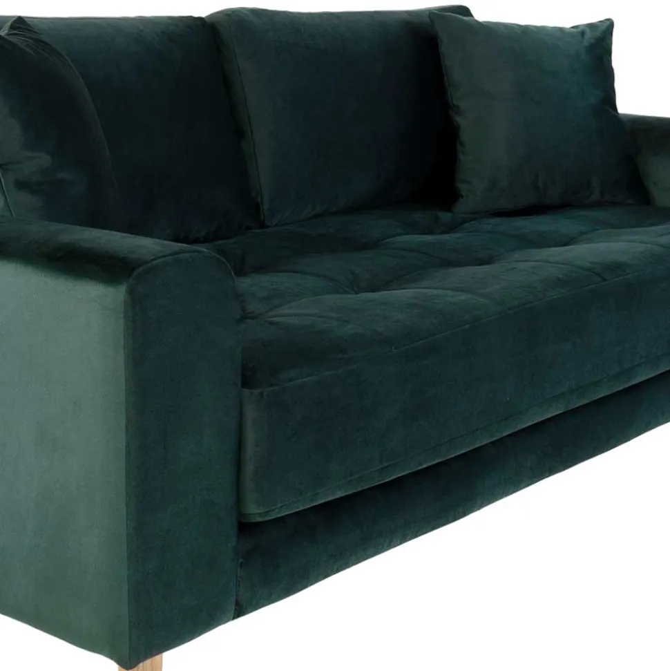 180x76x93 Samt Wohnzimmercouch in Dunkelgrün - Secilia